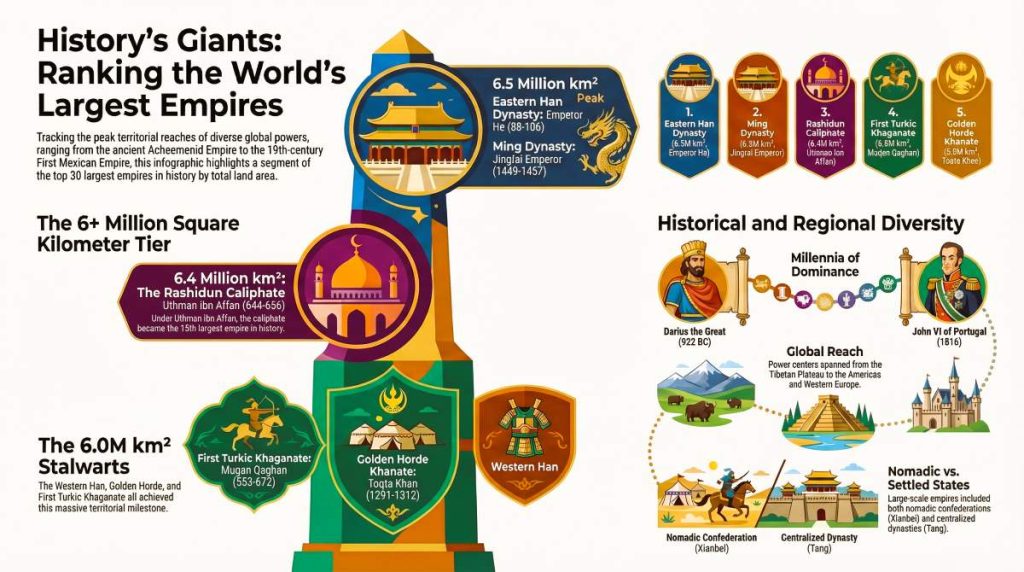 Top 30 Largest Empires in History by Land Area (.pptx) 4 Top-30-Largest-Empires-in-History-by-Land-Area-infographic